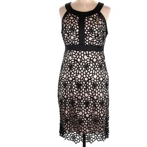 NEW Thalia Sodi Lima black lace midi flower print high neck dress 12